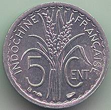 French Indochina 5 cent 1946 coin, reverse