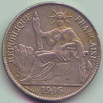 French Indochina 50 cent 1916 fake coin, obverse