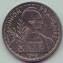 French Union 1 piastre 1946 coin, obverse