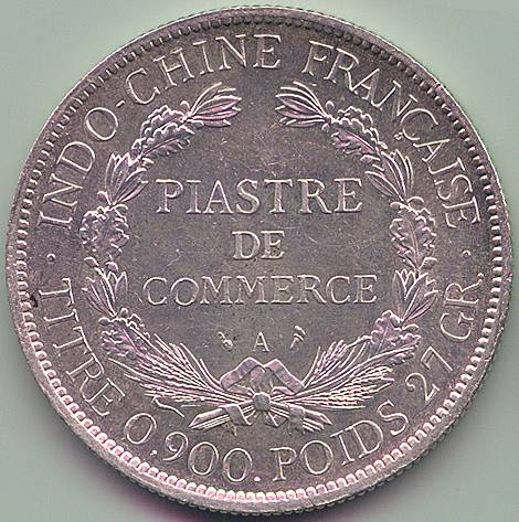 French Indochina Piastre de Commerce 1897 silver coin, reverse