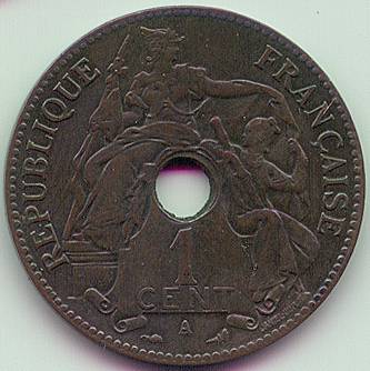 French Indochina 1 Cent 1898 coin, obverse