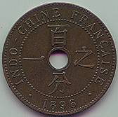 French Indochina 1 Cent 1896 coin