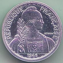 French Indochina 5 cent 1946 essai/piefort coin, obverse