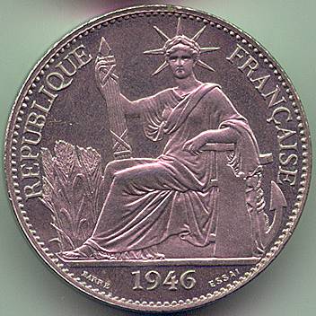 French Indochina 50 cent 1946 essai/piefort coin, obverse