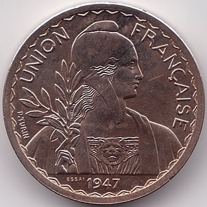 French Union 1 piastre 1947 essai/piefort coin, obverse