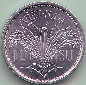South Vietnam 10 su 1953 coin, reverse