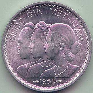 South Vietnam 20 su 1953 coin, obverse