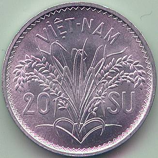 South Vietnam 20 su 1953 coin, reverse