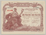French Indochina 1 Piastre 1909 Haiphong banknote