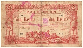 French Indochina 20 Piastres 1905 Haiphong banknote
