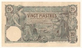 French Indochina 20 Piastres 1917 Haiphong banknote
