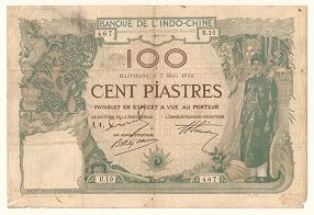 French Indochina 100 Piastres 1914 Haiphong banknote