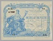 French Indochina 1 Piastre 1892 Haiphong banknote