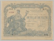 French Indochina 1 Piastre 1892 Saigon banknote