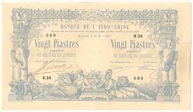 French Indochina 20 Piastres 1907 Saigon banknote