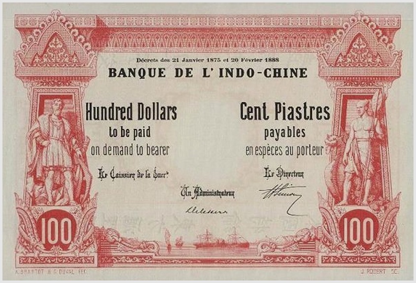 French Indochina banknote 100 Piastres Haiphong, face, Vasco da Gama