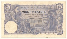 French Indochina 20 Piastres 1920 Saigon banknote