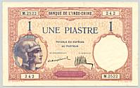 French Indochina 1 Piastre 1921 banknote
