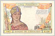 French Indochina 5 Piastres 1932 banknote
