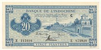 French Indochina 20 Piastres 1942 banknote