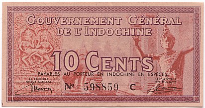 French Indochina banknote 10 Cents 1939, face