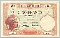 New Caledonia 5 Francs 1926 banknote
