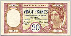 New Caledonia 20 Francs 1929 banknote
