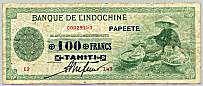 Tahiti 100 Francs 1943 banknote