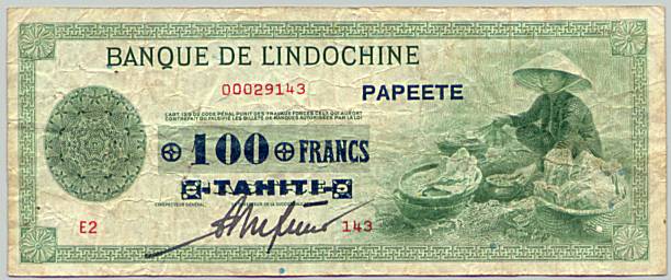 Tahiti Papeete banknote 100 Francs 1943, face