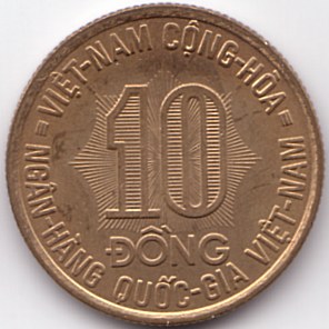South Vietnam 10 Dong 1974 FAO coin, obverse