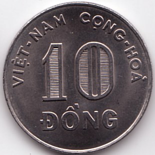 South Vietnam 10 Dong 1968 coin, obverse