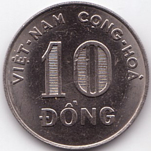 South Vietnam 10 Dong 1970 coin, obverse