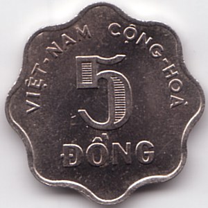 South Vietnam 5 Dong 1966 coin, obverse