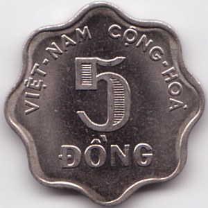 South Vietnam 5 Dong 1971 coin, obverse