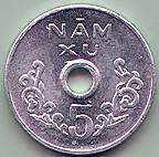 South Vietnam provisional 5 Xu 1975 coin