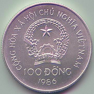 Vietnam 100 Dong 1986 coin, obverse