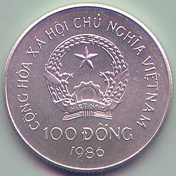 Vietnam 100 Dong 1986 coin, obverse