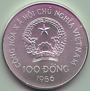 Vietnam 100 Dong 1986 coin, obverse