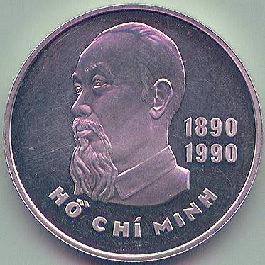 Vietnam 20 Dong 1989 commemorative coin, Ho Chi Minh, obverse