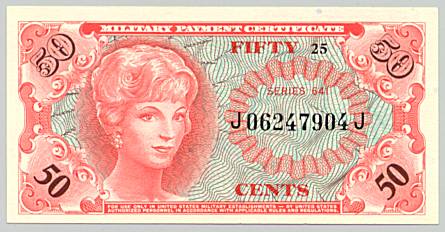 Vietnam War, Military Payment Certificate 50 cents, series 641, face