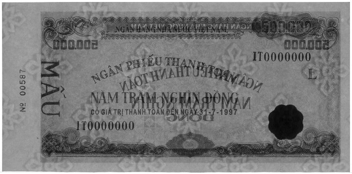 Vietnam banknote Ngan Phieu 500000 Dong 1997 (31-07-1997) specimen, watermark