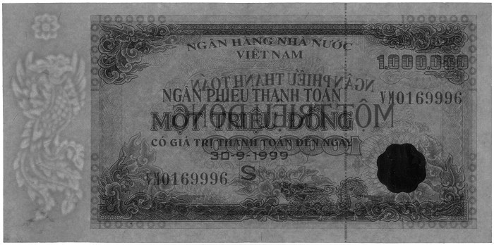 Vietnam banknote Ngan Phieu 1000000 Dong 1999 (30-09-1999), watermark