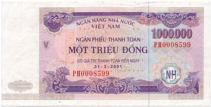 Vietnam banknote Ngan Phieu 1000000 Dong 2000 (31-03-2001), face