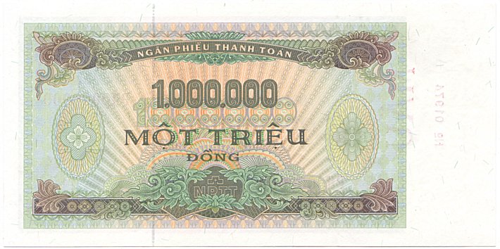 Vietnam banknote Ngan Phieu 1000000 Dong 2001 (30-11-2001) specimen, back