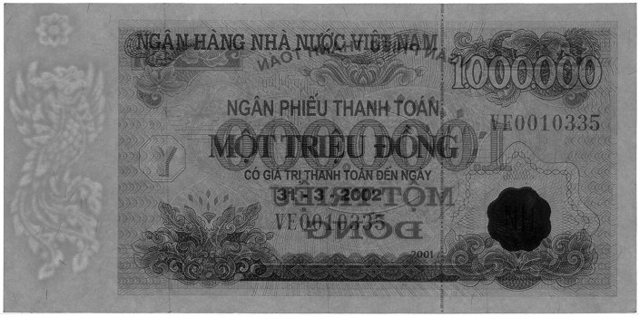 Vietnam banknote Ngan Phieu 1000000 Dong 2001 (31-03-2002), watermark