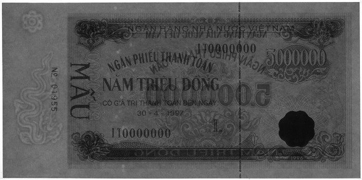 Vietnam banknote Ngan Phieu 5000000 Dong 1996 (30-04-1997), watermark