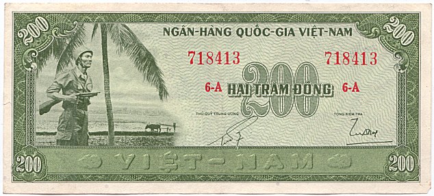 South Vietnam banknote 200 Dong 1955, face