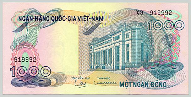 South Vietnam banknote 1000 Dong 1971, face