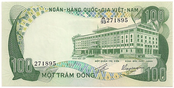 South Vietnam banknote 100 Dong 1972, face