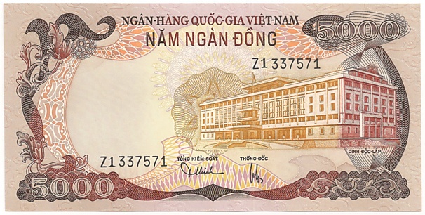 South Vietnam banknote 5000 Dong 1975, face